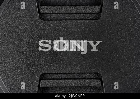 Sony branding on lens cap Stock Photo
