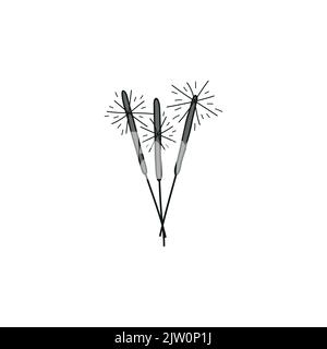 Doodle bengal light sparklers isolated on white background. Stock Vector