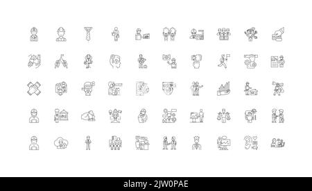 Male business ideas, linear icons, line signs set, vector collection Stock Vector