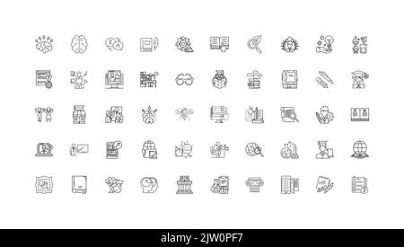 Education ideas, linear icons, line signs set, vector collection Stock Vector