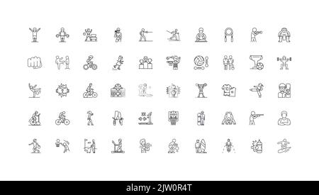 Sport ideas, linear icons, line signs set, vector collection Stock Vector