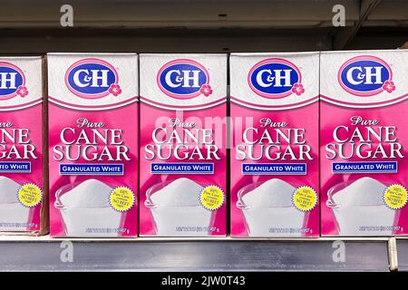 Victorville, CA, USA – September 2, 2022: Boxes of C&H Pure Cane Sugar on a store shelf at Winco supermarket in Victorville, California. Stock Photo