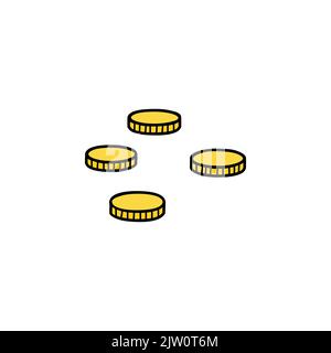 Doodle colored coins isolated on white background. Stock Vector