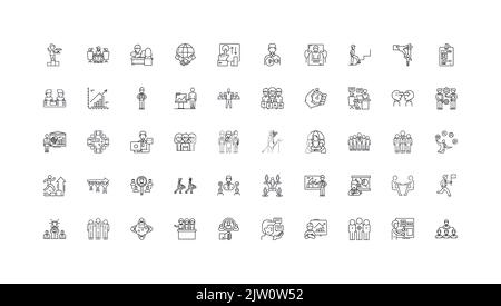 Human resources ideas, linear icons, line signs set, vector collection Stock Vector