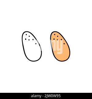 Doodle outline and colored egg isolated on white background. Stock Vector