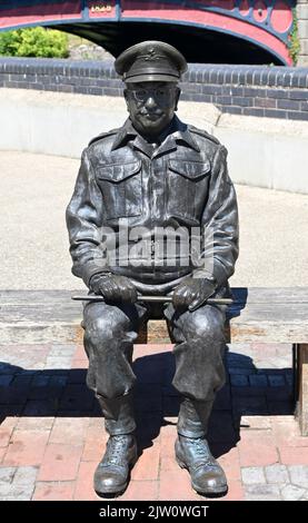 statue of captain mainwaring of dads army bbc comedy series, thetford, norfolk Stock Photo