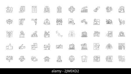 Business ethics ideas, linear icons, line signs set, vector collection Stock Vector