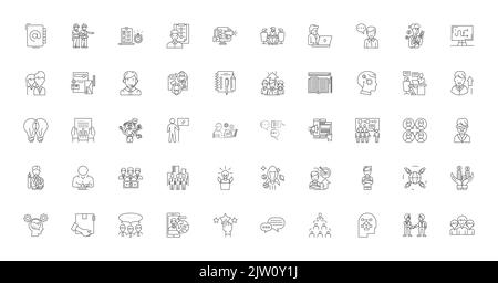 Business intelligence ideas, linear icons, line signs set, vector collection Stock Vector
