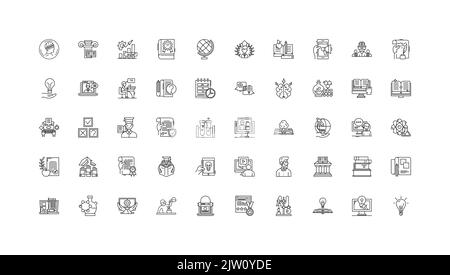 Learning ideas, linear icons, line signs set, vector collection Stock Vector