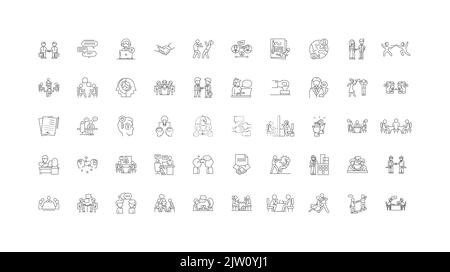 Negotation ideas, linear icons, line signs set, vector collection Stock Vector