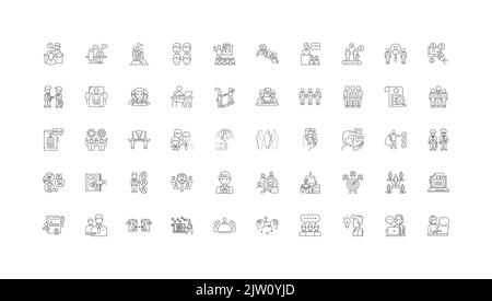 Recruitment ideas, linear icons, line signs set, vector collection Stock Vector