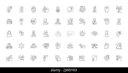 Administration concept illustration, linear icons, line signs set, vector collection Stock Vector