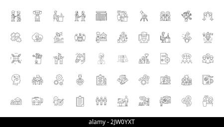 Business education ideas, linear icons, line signs set, vector collection Stock Vector