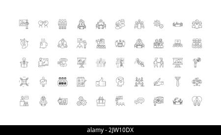 Workshop ideas, linear icons, line signs set, vector collection Stock Vector