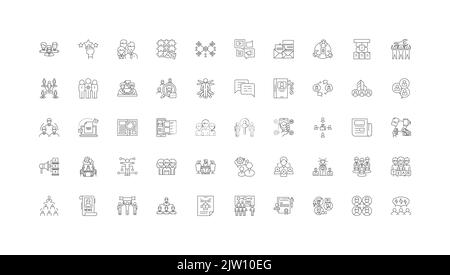 Department concept illustration, linear icons, line signs set, vector collection Stock Vector