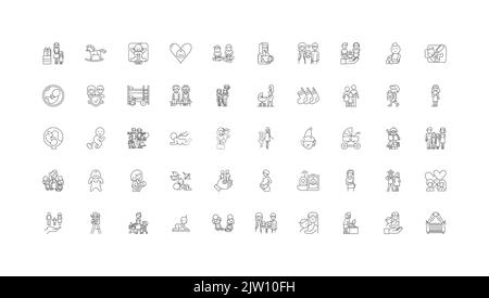 Maternity ideas, linear icons, line signs set, vector collection Stock Vector