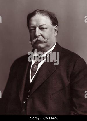 William Henry Taft (1857-1930), in 1908, prior to serving as the 27th President of the United States between March 1909 and March 1913. Taft also served in other years as U.S. Supreme Court Chief Justice, U.S. Secretary of War, 1st Provisional Governor of Cuba, Governor-General of the Philippines, and U.S. Solicitor General. Stock Photo