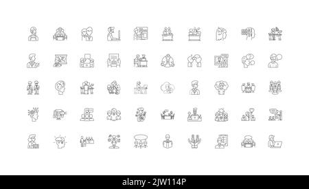 Mindset ideas, linear icons, line signs set, vector collection Stock Vector