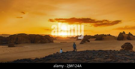 Sunset in the valley of Al Ula, Saudi Arabia. Stock Photo
