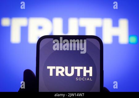 Truth Social app application is seen on an iPhone in this photo illustration in Warsaw, Poland on 01 September, 2022. (Photo by Jaap Arriens / Sipa US Stock Photo