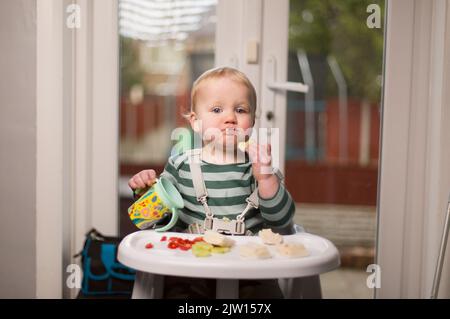 Adorable Toddler Drinking Out Baby Bottle Crib Stock Photo by ©HayDmitriy  222795364