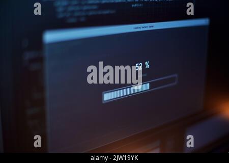 close up of computer monitor progress loading bar Stock Photo