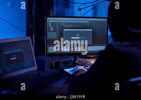 hacker using computer virus for cyber attack Stock Photo