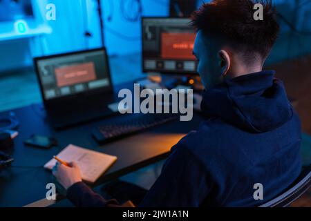 hacker using computer virus for cyber attack Stock Photo