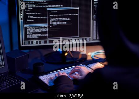 hacker using computer virus for cyber attack Stock Photo
