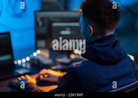 hacker using computer virus for cyber attack Stock Photo