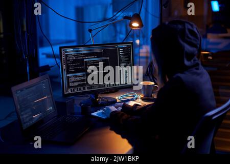 hacker using computer virus for cyber attack Stock Photo