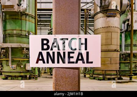 The batch annealing line is pictured at Severstal Columbus, Oct. 22, 2011, in Columbus, Mississippi. Stock Photo