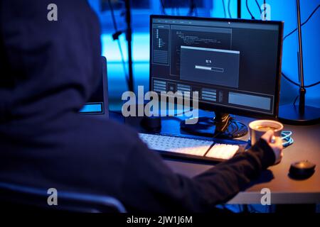 hacker using computer virus for cyber attack Stock Photo