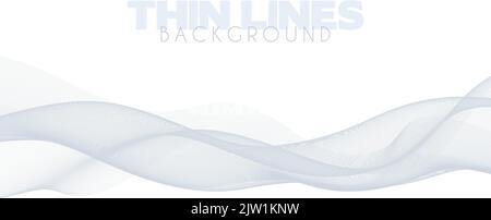 Gray waves. Abstract background of thin grey wavy lines on a white. Subtle vector graphic pattern Stock Vector