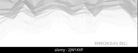 Gray abstract background with thin broken polylines. Wide vector graphic pattern Stock Vector