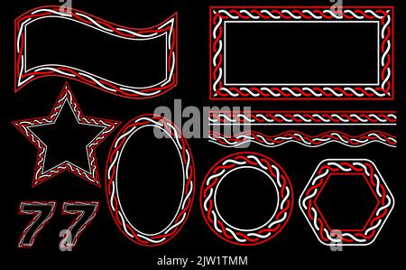 red and white frame set, with various shapes, good for indonesian independence day design Stock Vector