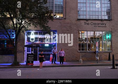 Outside Milkbar in the entertainment district off of South Glenwood Avenue in Raleigh, North Carolina. Stock Photo