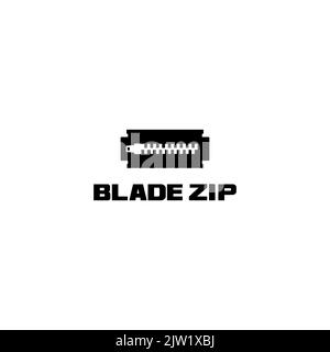 Razor and zipper simple logo design. Razor illustration and zipper illustration. Vector format. Stock Vector