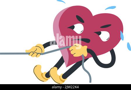 Heart character pulling string on side, vector Stock Vector