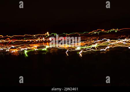 Long Exposure Lights Over Cedar Creek Lake Stock Photo