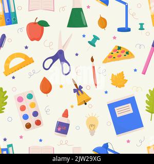 School and education related objects seamless pattern. Vector illustration Stock Vector