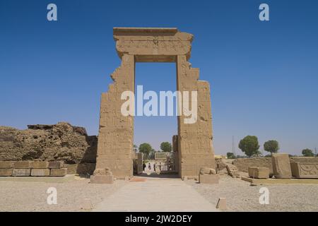 Gate of Domitian and Trajan, northern entrance, Temple of Hathor, Dendera, Qina, Egypt Stock Photo