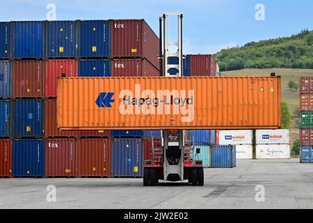 Container Stacker Container Hapag Lloyd Stock Photo