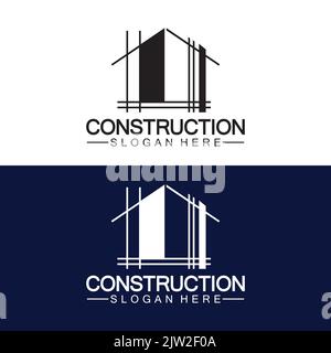 Construction, home repair, and Building Concept Logo Design, Home building Construction vector logo template Stock Vector