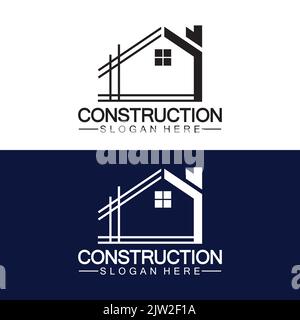 Construction, home repair, and Building Concept Logo Design, Home building Construction vector logo template Stock Vector