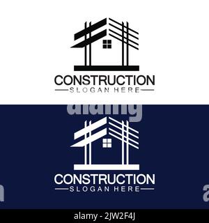 Construction, home repair, and Building Concept Logo Design, Home building Construction vector logo template Stock Vector