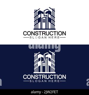 Construction, home repair, and Building Concept Logo Design, Home building Construction vector logo template Stock Vector