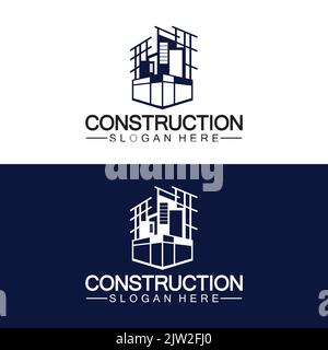 Construction, home repair, and Building Concept Logo Design, Home building Construction vector logo template Stock Vector