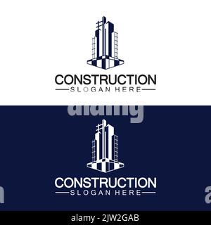 Construction, home repair, and Building Concept Logo Design, Home building Construction vector logo template Stock Vector
