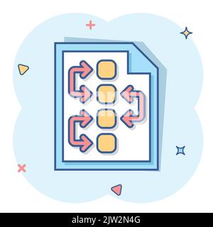 Vector cartoon tactical plan document icon in comic style. Strategy concept illustration pictogram. Document business splash effect concept. Stock Vector